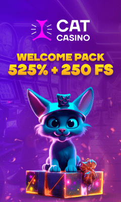 Приветственный пакет бонусов 525% + 250 FS в Cat casino Приветственный пакет бонусов 525% + 250 FS в Cat casino